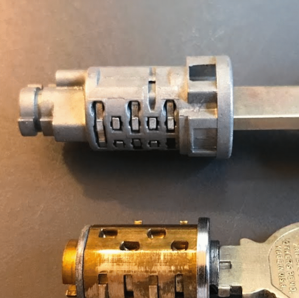 Close-up comparison of Honda ignition lock cylinder wafer tumbler mechanisms